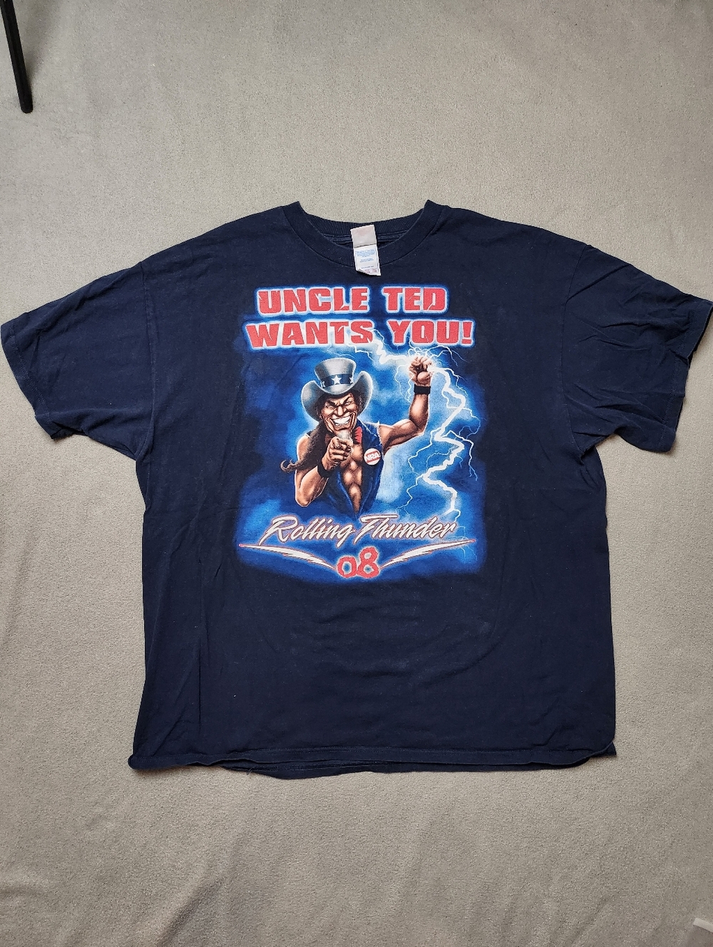 Ted Nugent. “Rolling Thunder ‘08” Tour Shirt.    Blue 2xl